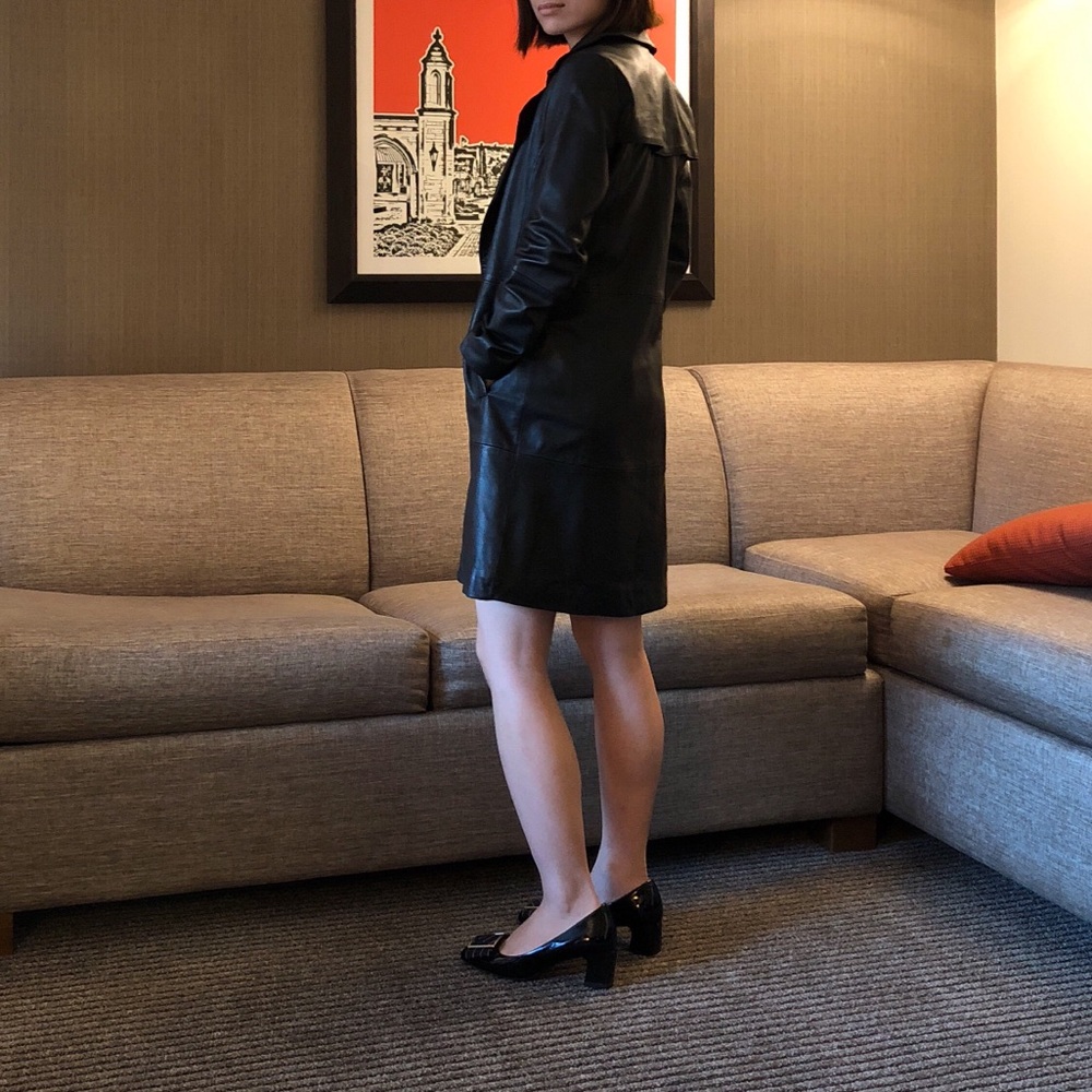 Mango genuine leather trench coat